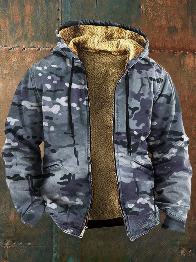 Men's Retro Camouflage Print Fleece Jacket Last day 80% off!