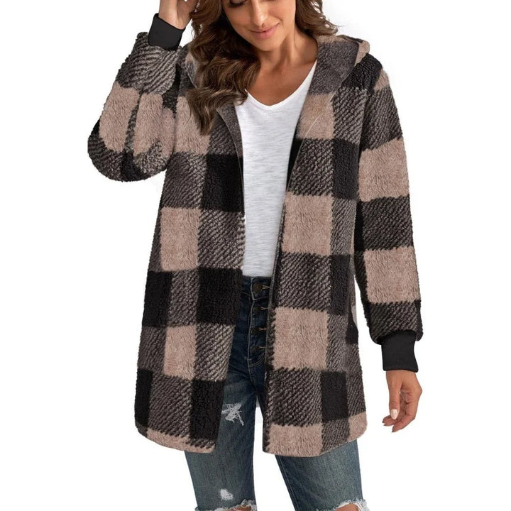Rowena – Women’s Plaid Fleece Hooded Jacket