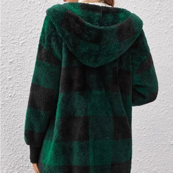 Rowena – Women’s Plaid Fleece Hooded Jacket