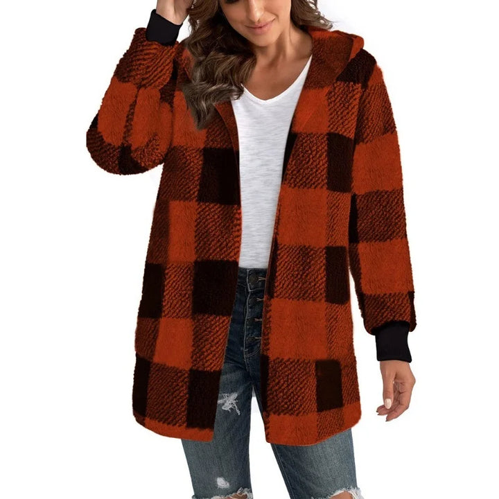 Rowena – Women’s Plaid Fleece Hooded Jacket